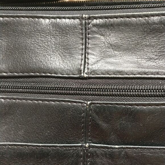 Le Donne Leather Collection Crossbody Shoulder Bag Black Zip Pocket Small Classi - Picture 3 of 16